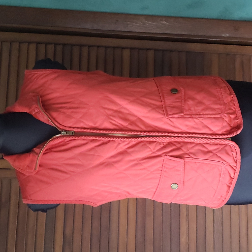 Talbots Quilted Vest Burnt Orange Colored Zippered Vest Women's Size Small